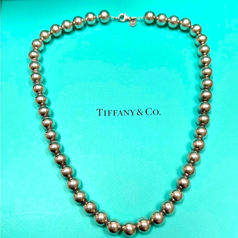 *Auth* Tiffany & Co. sterling silver beaded necklace